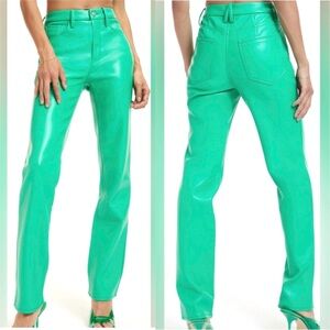 🥝 NWT GOOD AMERICAN FAUX LEATHER SUMMER GREEN PANTS GOOD ICON THICK SIZE 6 or 28